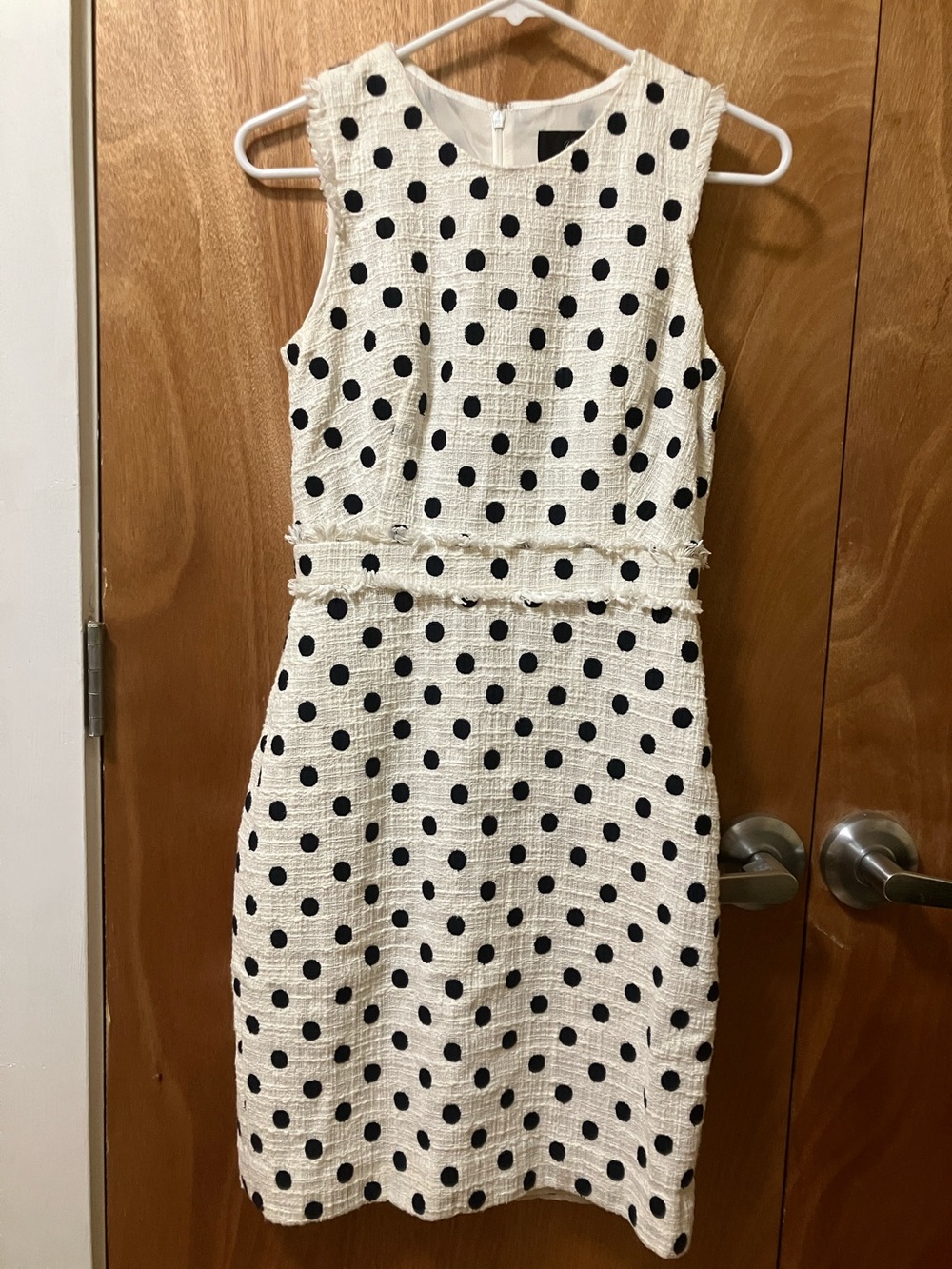 J. Crew Cream Sleeveless Polka Dot Sheath Dress
